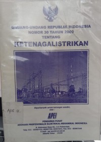 Image of UNDANG-UNDANG REPUBLIK INDONESIA NOMOR 30 TAHUN 2009 TENTANG KETENAGALISTRIKAN